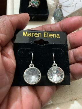 Silver-Tone Clear Crystal Dangle Earrings